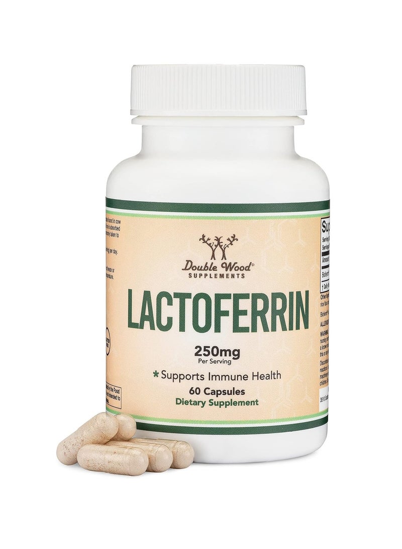 Double Wood Supplements Lactoferrin Supplement for Iron Deficiency and Immune Support 125 mg 60 capsules - Image 1
