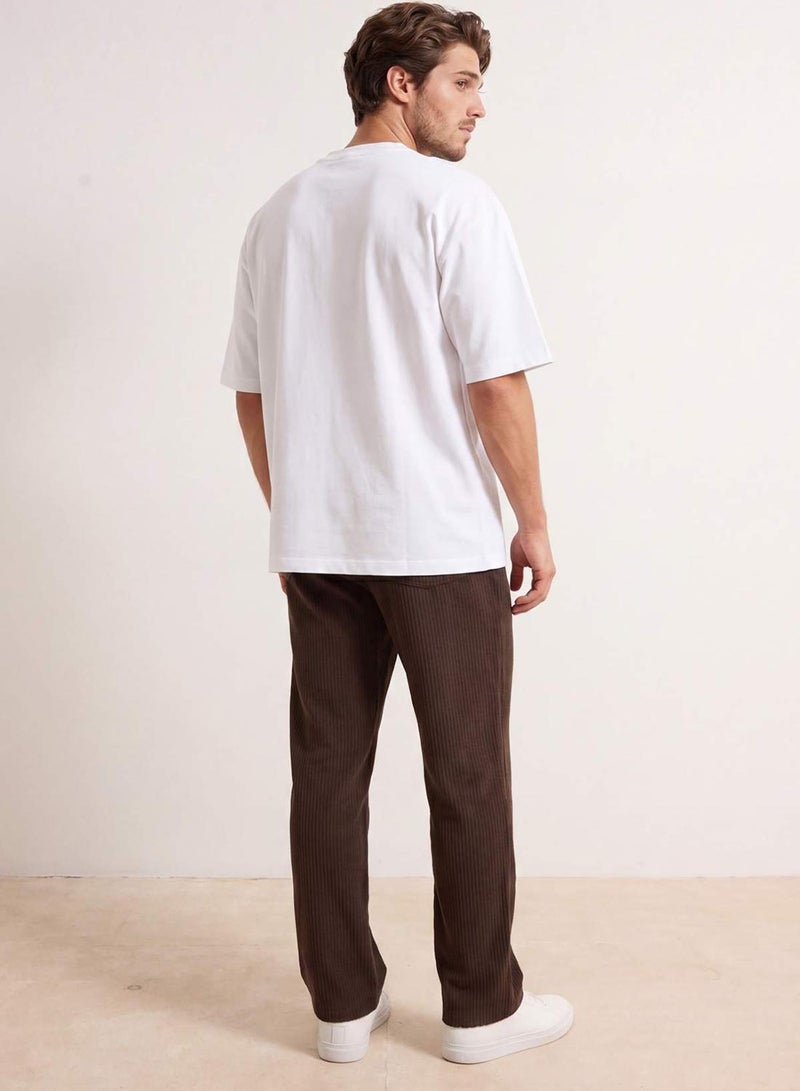 trendyol Brown Straight Fit Textured Sweatpants - Image 3