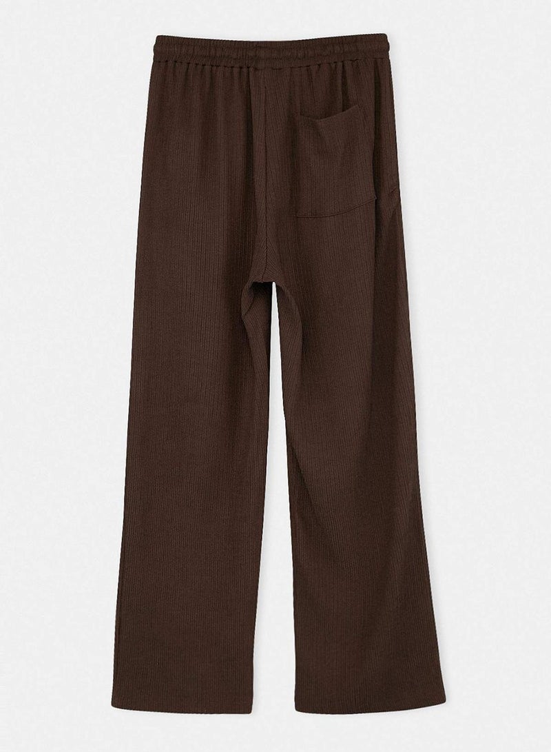 trendyol Brown Straight Fit Textured Sweatpants - Image 5