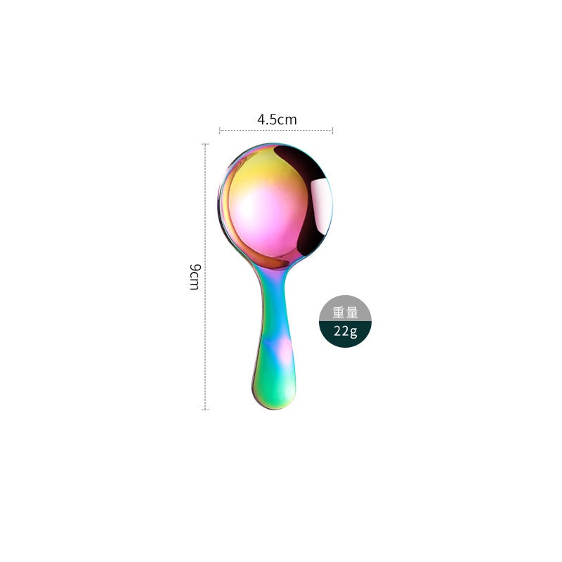 304 Stainless Steel Short Handle Round Head Spoon Creative Ice Cream Dessert Spoon Tea Spoon Children Spoon Milk Spoon Spoon Round Spoon304 round spoon [Magic]] 304 round spoon [Magic]]