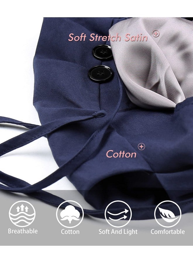 Winitas Silk Satin Working Cap With 4 Buttons Tie Back For Women With Long Curly Dreadlock Ponytail Hair - Image 3