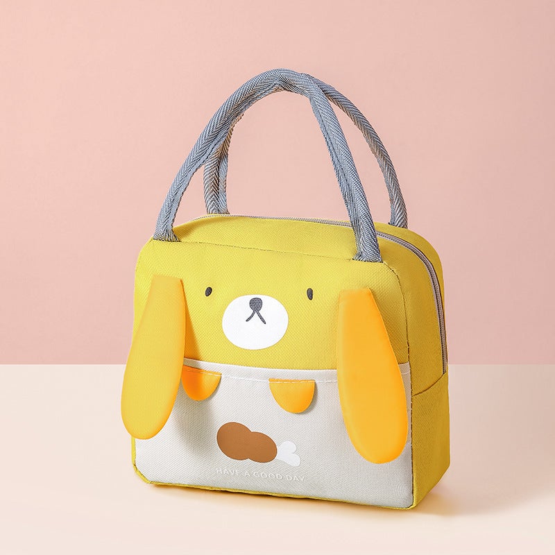 Insulated Canvas Lunch Bag Thermal Foil Waterproof Large Capacity Yellow 