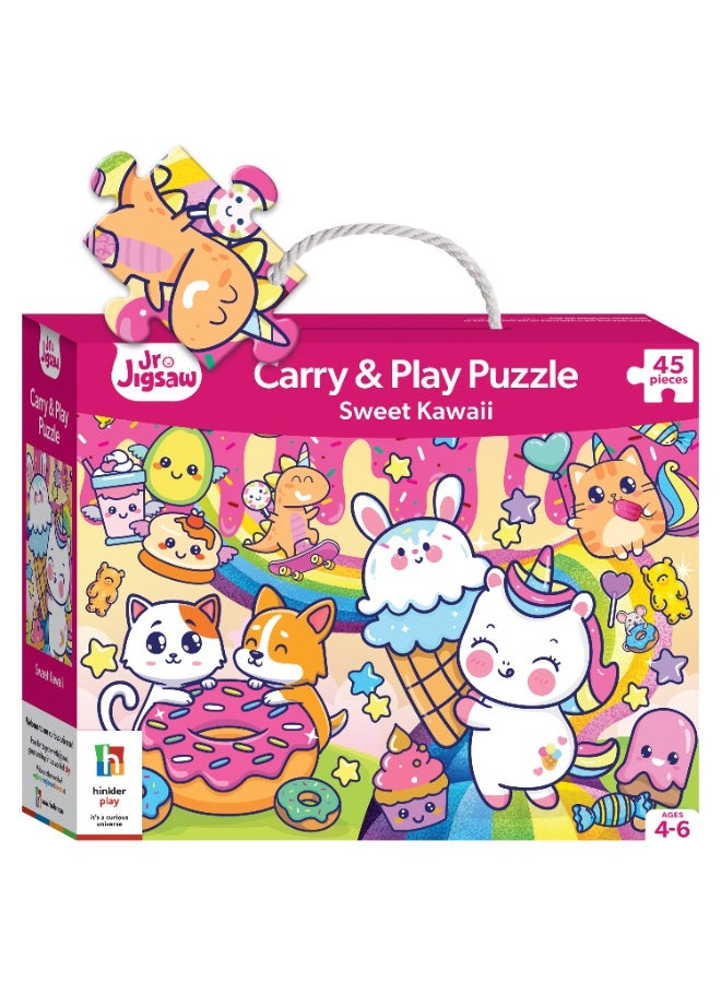 Hinkler Junior Jigsaw Carry & Play Sweet Kawaii | 45 Pcs | Fun & Travel Game For Kids | Challenging Brain Booster | Age 4-6 - Image 1