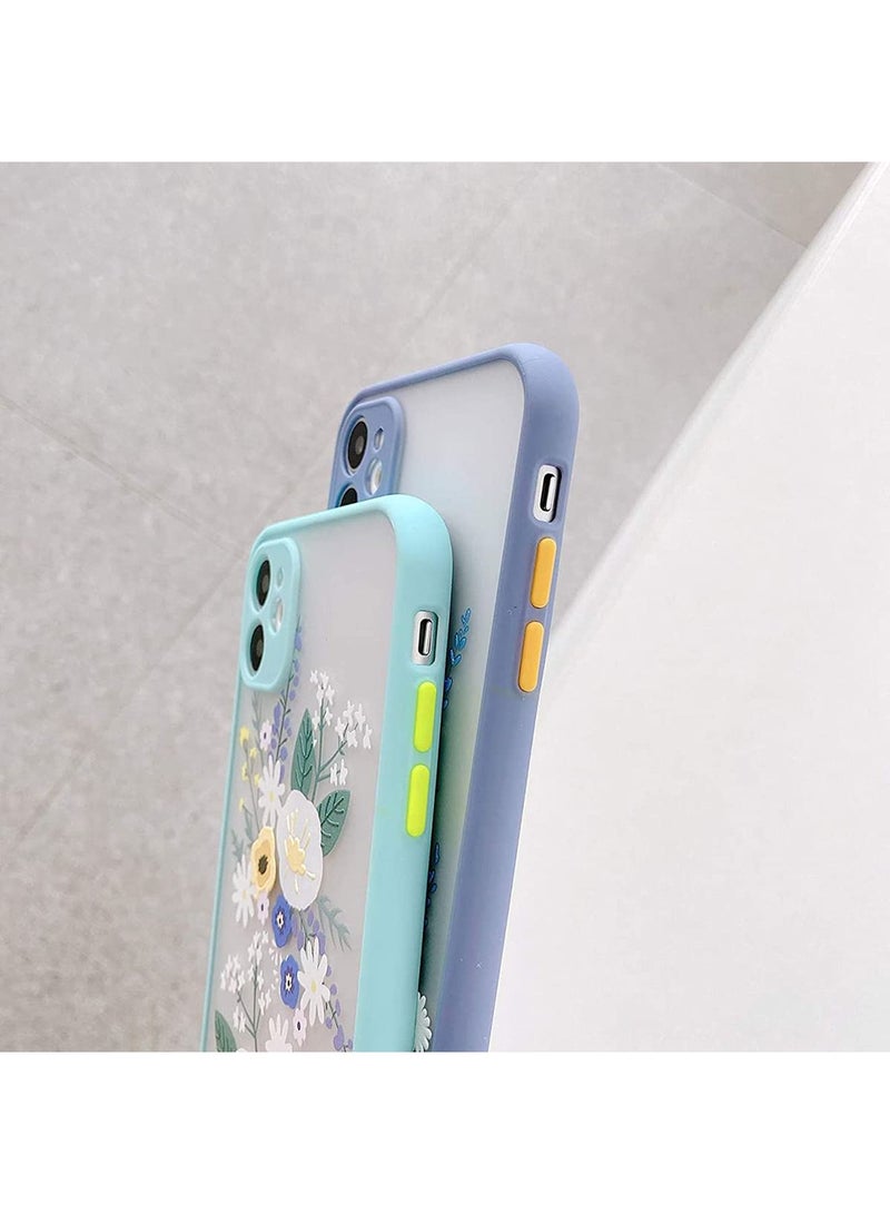 Y&D Compatible for iPhone 11 Case Clear Flowers Pattern Frosted PC Back 3D Floral Girls Woman and Soft TPU Bumper Protective Silicone Slim Shockproof Purple - Image 3