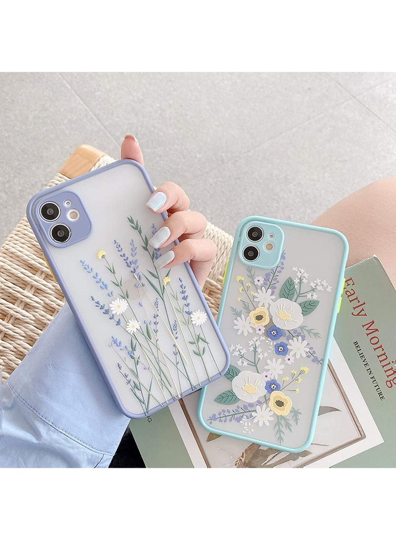 Y&D Compatible for iPhone 11 Case Clear Flowers Pattern Frosted PC Back 3D Floral Girls Woman and Soft TPU Bumper Protective Silicone Slim Shockproof Purple - Image 2