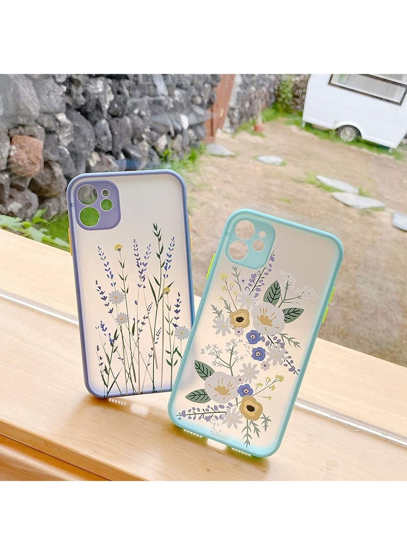 Y&D Compatible for iPhone 11 Case Clear Flowers Pattern Frosted PC Back 3D Floral Girls Woman and Soft TPU Bumper Protective Silicone Slim Shockproof Purple - Image 5