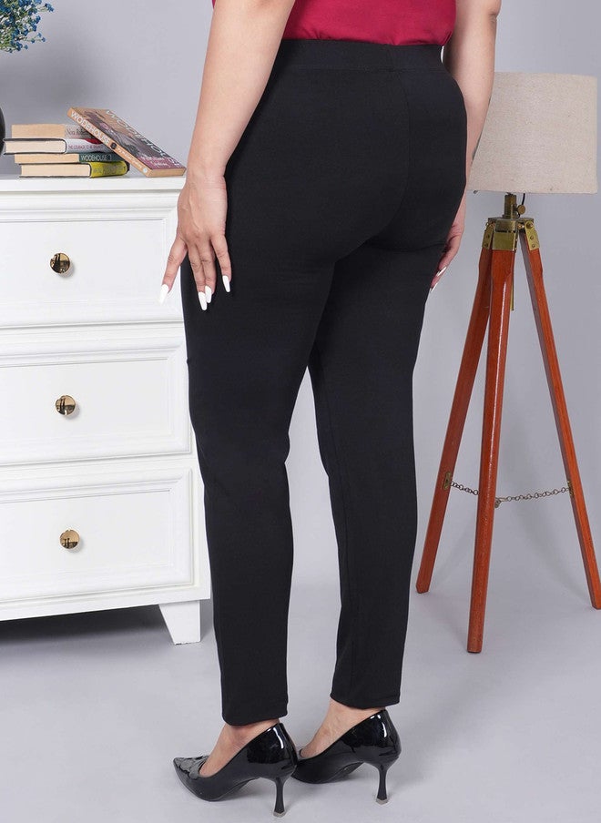 Mlada Store ليغينغز نسائية سوداء عالية الخصر بطول الكاحل قابلة للتمدد - Image 3