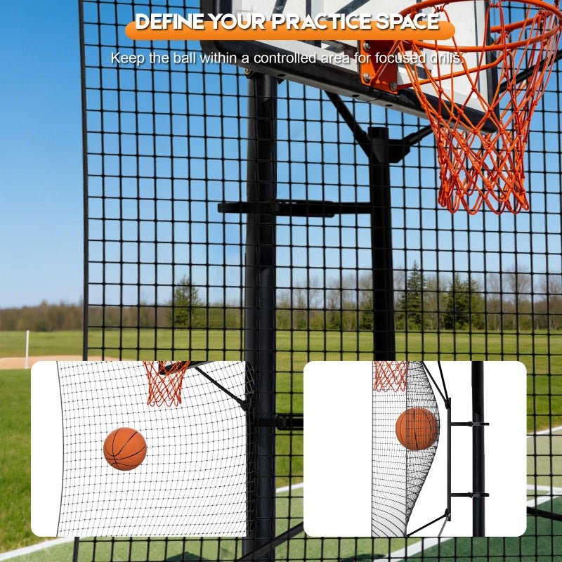 GADFISH 10x10 FT Basketball Rebounder Net, Heavy-Duty Steel Frame Basketball Return Net Catcher Backstop Nets Basketball Return Attachment Yard Guard for Outdoor Backyard Community Court - Image 3