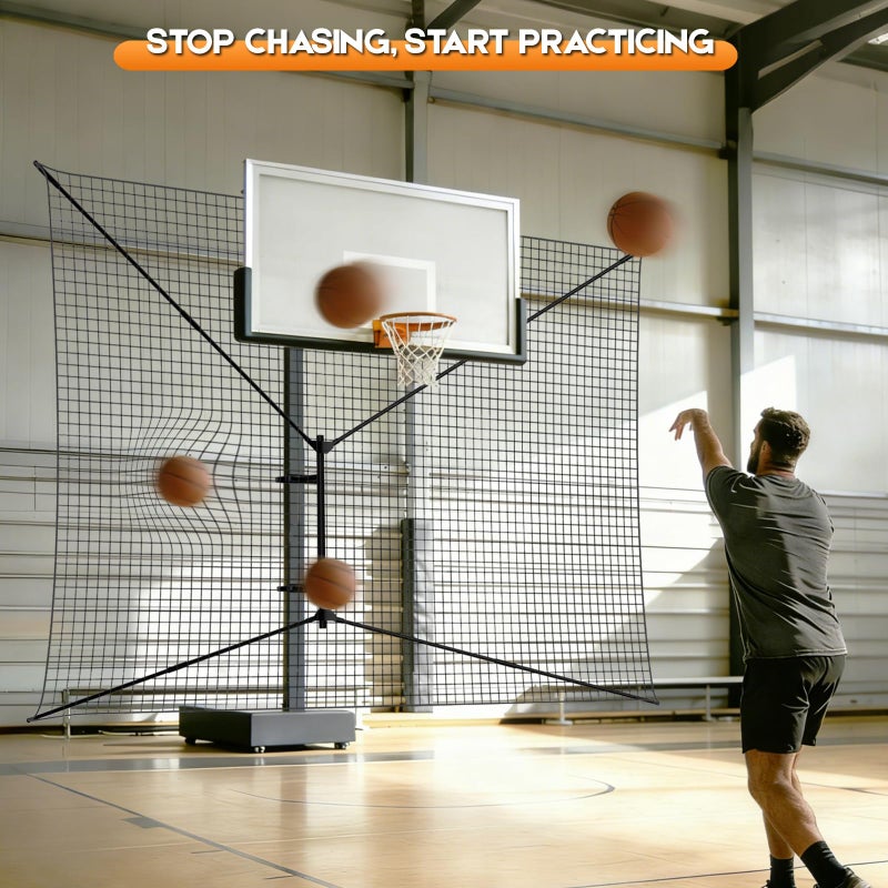 GADFISH 10x10 FT Basketball Rebounder Net, Heavy-Duty Steel Frame Basketball Return Net Catcher Backstop Nets Basketball Return Attachment Yard Guard for Outdoor Backyard Community Court - Image 5
