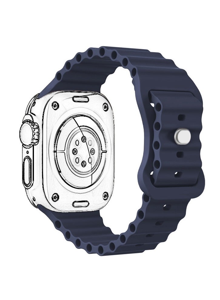 Butterfly Closure Ocean Sport Silicone Band Fits Apple Watch Ultra 2/Ultra Series 9/8/SE 2nd Gen/7/SE/6/5/4/3/2/1 Compatible with 42/44/45/49mm Case Sizes Also Compatible with Series 10 with 46mm Case Size  - Image 2