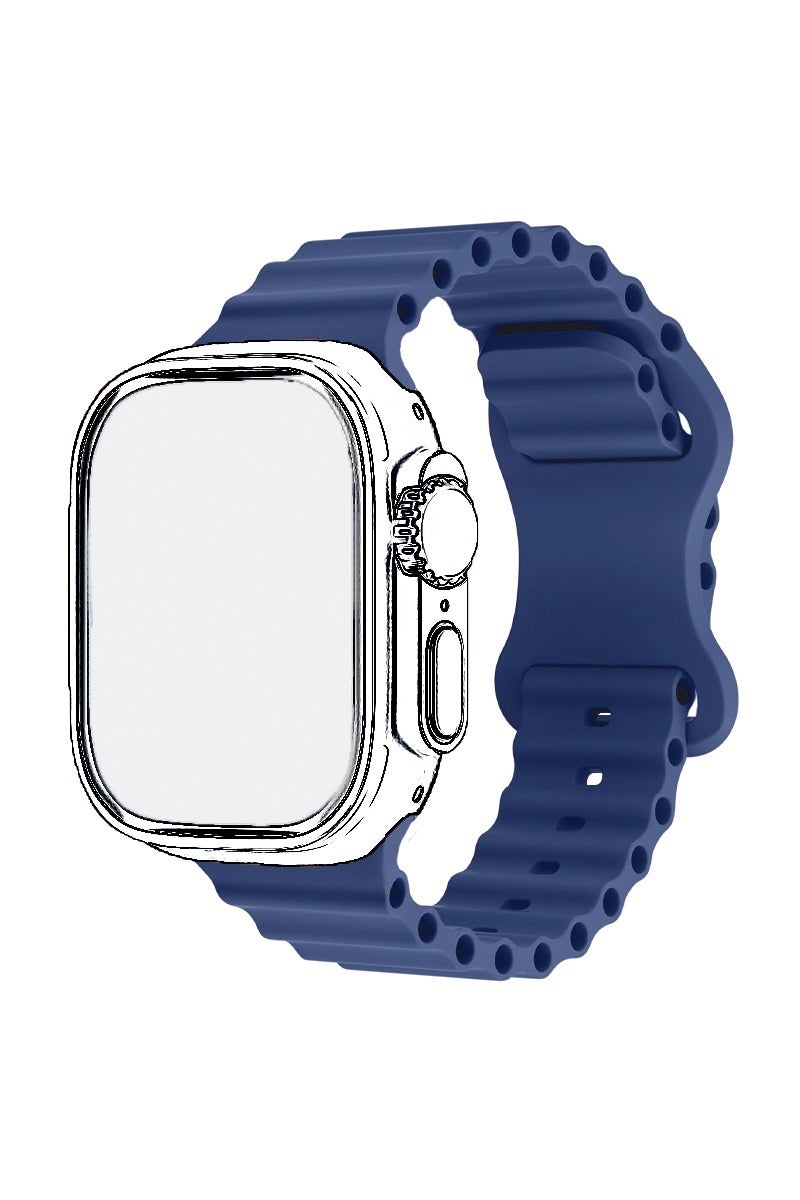 Butterfly Closure Ocean Sport Silicone Band Fits Apple Watch Ultra 2/Ultra Series 9/8/SE 2nd Gen/7/SE/6/5/4/3/2/1 Compatible with 42/44/45/49mm Case Sizes Also Compatible with Series 10 with 46mm Case Size - Image 1