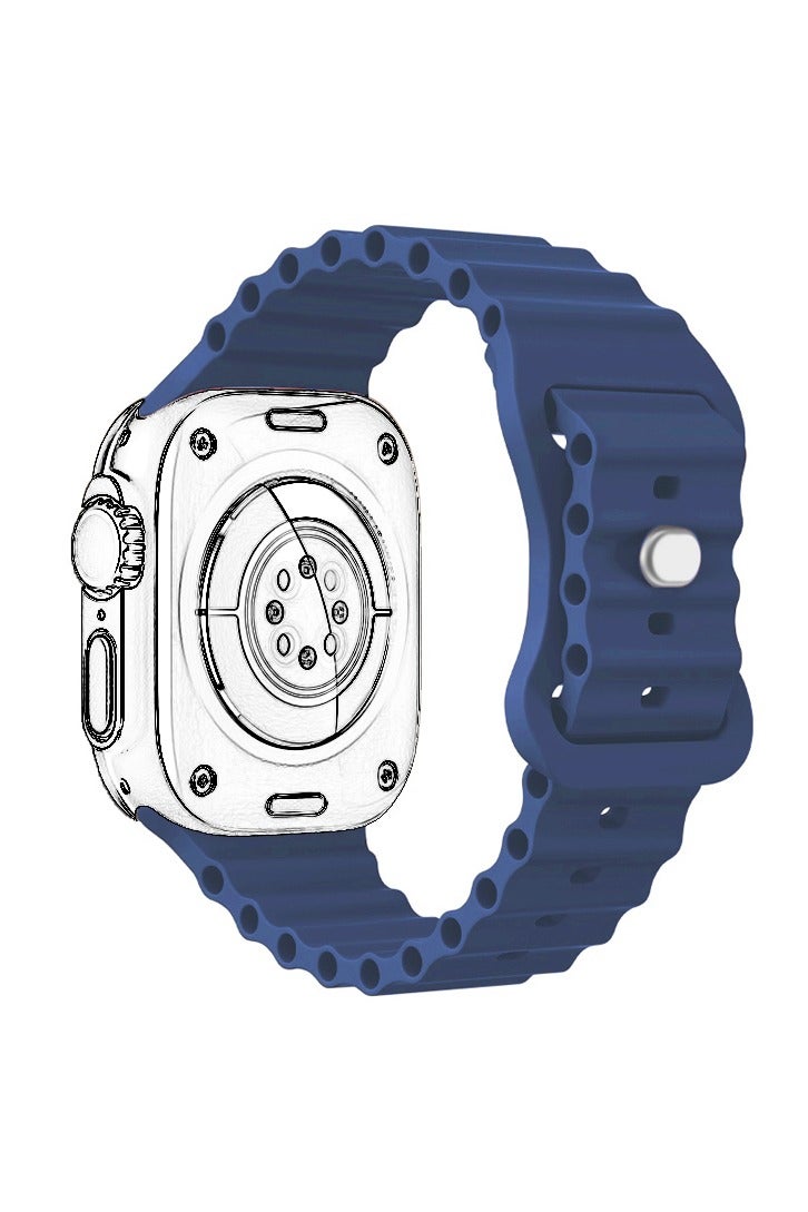 Butterfly Closure Ocean Sport Silicone Band Fits Apple Watch Ultra 2/Ultra Series 9/8/SE 2nd Gen/7/SE/6/5/4/3/2/1 Compatible with 42/44/45/49mm Case Sizes Also Compatible with Series 10 with 46mm Case Size - Image 2