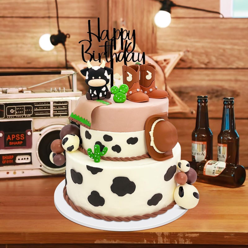 Tarocynn 20Pcs Cowboy Cake Decorations with Cowboy Hat Boots Cow Cake Topper Birthday Party Baby Shower Theme Party Decor - Image 5