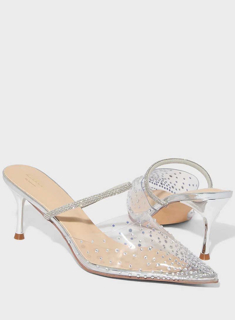 Ella Limited Edition Diamante Clear Pointy Mid Heel Pump