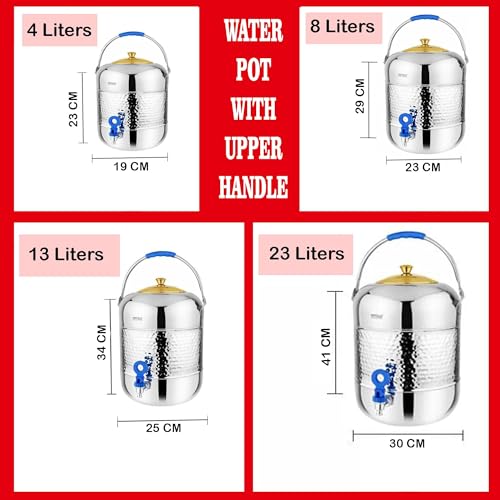 Mintage Water Container Stainless Steel Pot 13 Liters | Durable | Sleek Modern Kitchen Storage | Home Essential Design | Elegant Utility Dispenser - Image 2