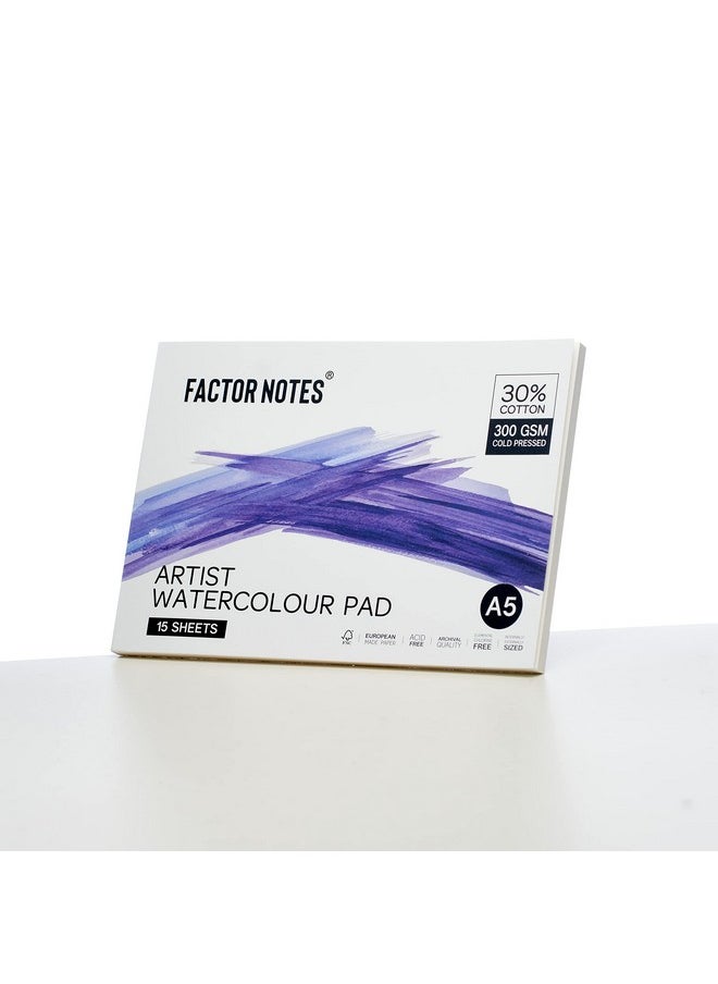 FACTOR NOTES FACTOR NOTES Artist Watercolour Pad: 30% Cotton, 300 GSM, Cold Pressed, Acid-Free Tearable Paper (A5), Oil Paint  - Image 4