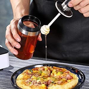 MEETDIP Honey Storage Glass Jars Containers Set Transparent Attached Sealed Condiment Pots Seasoning Airtight Lid Box With Honey Stick For Kitchen (1 - Honey Jar) - Image 4