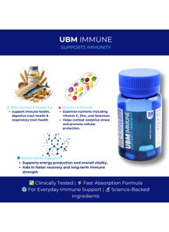 UBM UBM IMMUNE - Immune Boost with Beta 1,3 Glucan Patent - Natural Dietary Supplement - 30 Capsules - For Adults  - Image 2