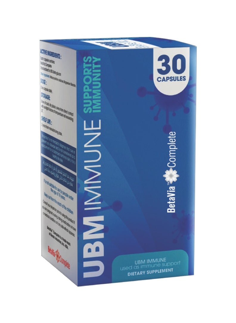 UBM UBM IMMUNE - Immune Boost with Beta 1,3 Glucan Patent - Natural Dietary Supplement - 30 Capsules - For Adults  - Image 1