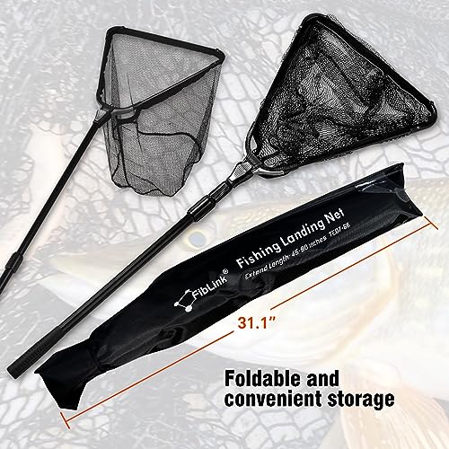 Fiblink Folding Aluminum Fishing Landing Net Fish Net with Extending Telescoping Pole Handle (45-80 inches) - Image 4