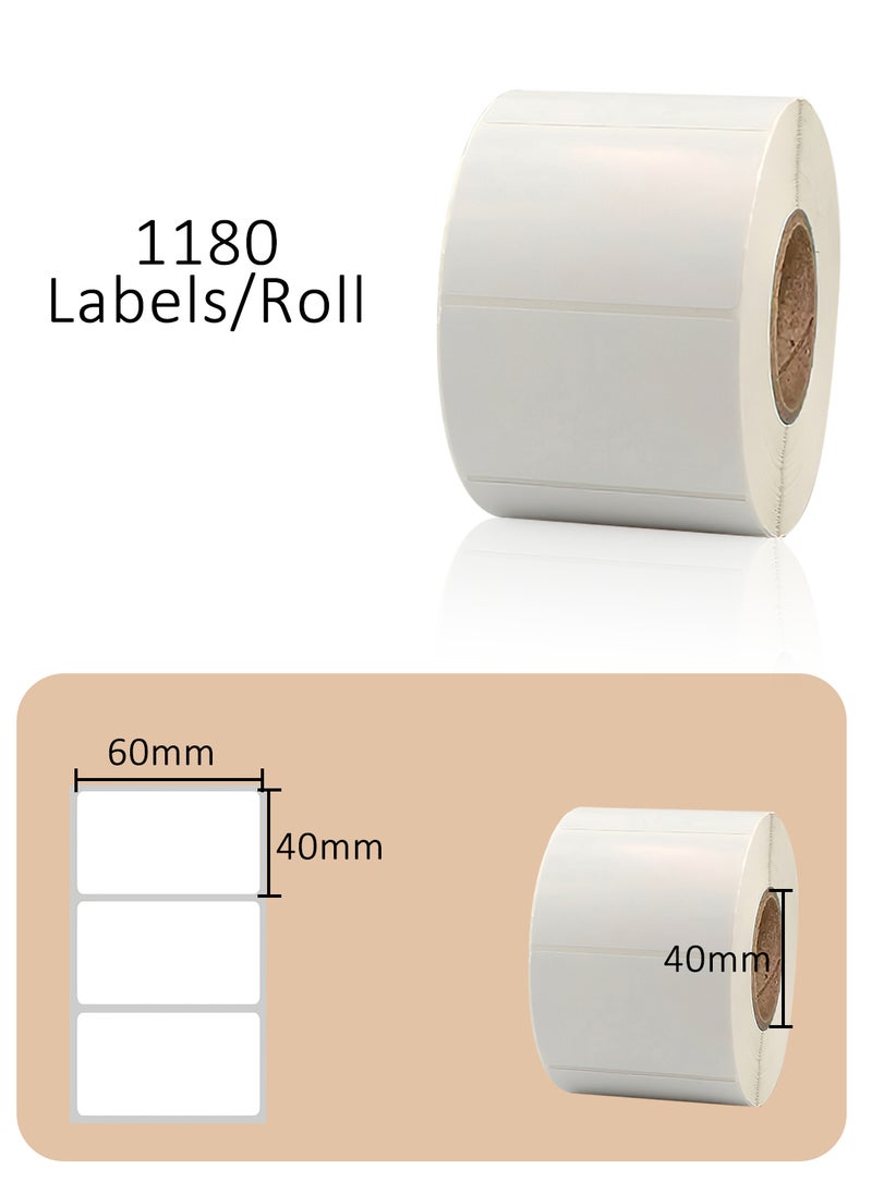 Coated Paper Label, Self-Adhesive Two-Line Barcode Stickers, Compatible with Printer Ribbon (60mm*40mm 1180 Labels/Rol)