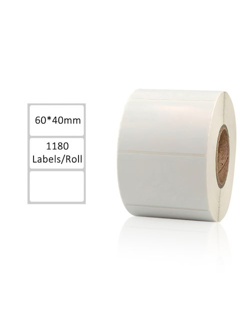 Coated Paper Label, Self-Adhesive Two-Line Barcode Stickers, Compatible with Printer Ribbon (60mm*40mm 1180 Labels/Rol)