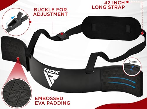 RDX جهاز دعم عضلات الذراعين للبايسبس والترايسبس، 23 بوصة من الألمنيوم لدعم تمارين الكيرل، لبناء عضلات الذراعين الكبيرة، حزام قابل للتعديل بطول 42 بوصة، وسادة عنق بسماكة 6 مم، تصميم منحني، حشوة سميكة - Image 4