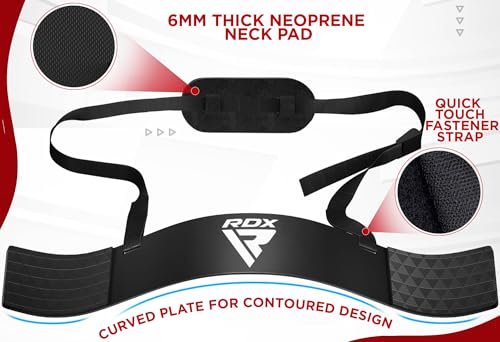 RDX جهاز دعم عضلات الذراعين للبايسبس والترايسبس، 23 بوصة من الألمنيوم لدعم تمارين الكيرل، لبناء عضلات الذراعين الكبيرة، حزام قابل للتعديل بطول 42 بوصة، وسادة عنق بسماكة 6 مم، تصميم منحني، حشوة سميكة - Image 2