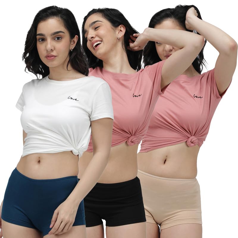 Amul Comfy Women Boy Shorts| Multi | Pack of 3|Combo(Colour May Vary) - Image 1