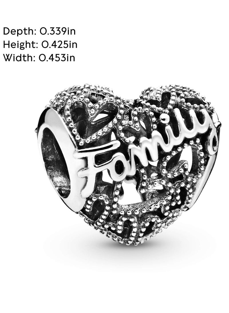 Chomel - 925 Sterling Silver Family Heart Charm for Pandora Moments Women's Bracelet 798571C00 - Image 1