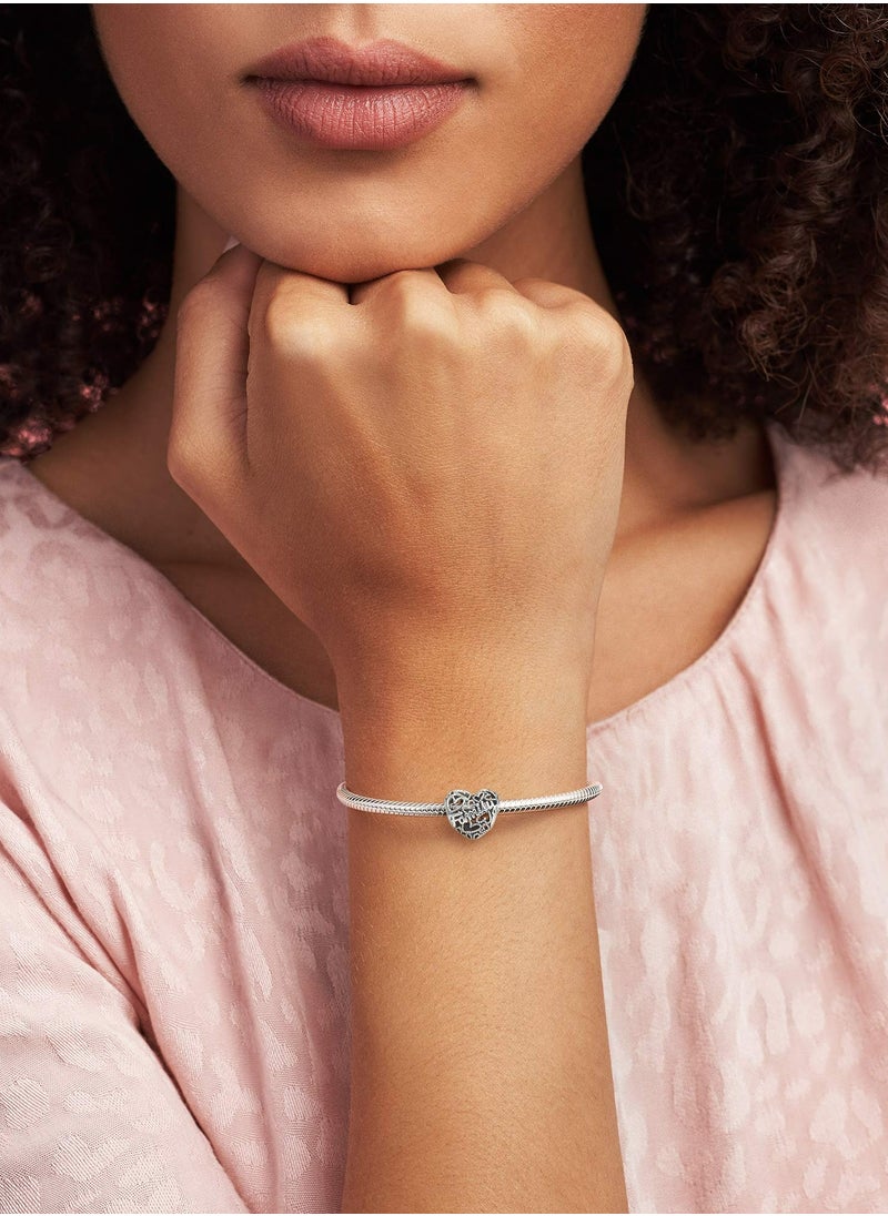 Chomel - 925 Sterling Silver Family Heart Charm for Pandora Moments Women's Bracelet 798571C00 - Image 1