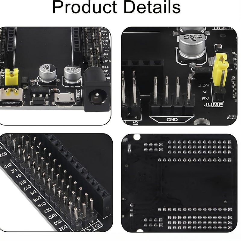 2Pcs ESP32 Development Board GPIO Breakout Board 30 Pin Type C And Micro USB Dual Interfaces Ultra Low Power Dual Core ESP32 Devkitc 32 ESP WROOM 32 Expansion Board - Image 5