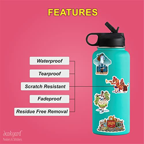 junkyard Pack of 50 Aesthetic Indian Theme Vinyl Stickers for laptops Girls Kids Art n Craft.. - Image 2