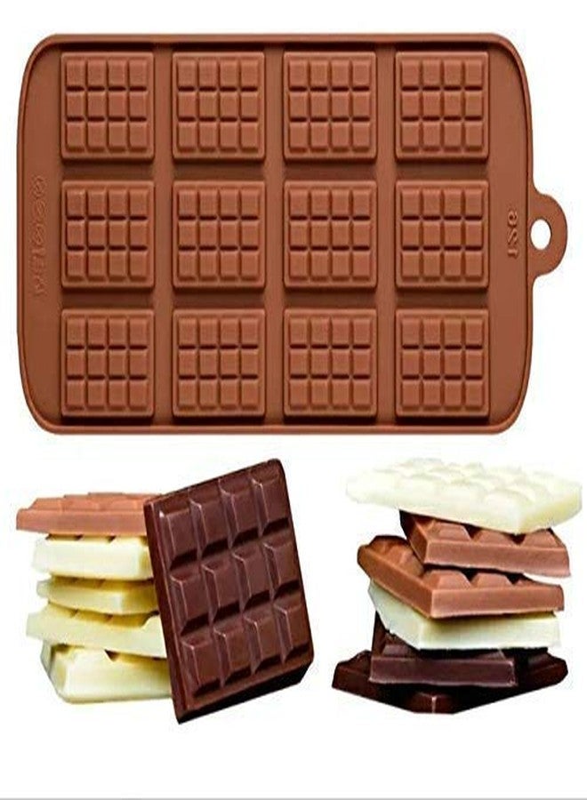 SHETAPRIDE Silicone Mini Chocolate Bar Mold | 12 Cavity Dairy Milk Shape Candy & Chocolate Mould | Flexible Food Grade Baking Mold for Fondant, Jelly, Ice Cube, Cake Decoration & DIY Chocolate Making - Image 1