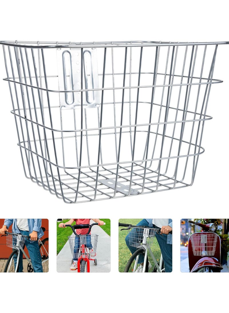 GGOOT Detachable Metal Bicycles Basket: Rectangular Handlebar Front Hanging Wire Basket for Sports Mountain Bike Frame Basket Accessories - Image 5