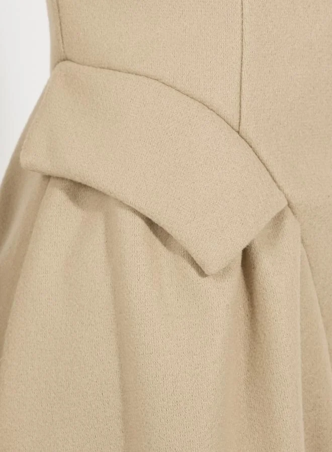 Styli Buttoned Collared Wool Like Blazer Midi Dress