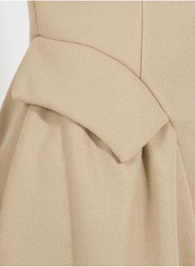 Styli - Buttoned Collared Wool Like Blazer Midi Dress - Image 1