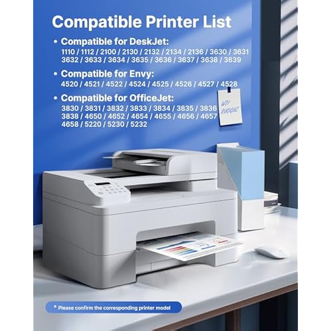 302XL REPLACEMENT INK CARTRIDGES FOR HP 302, COMPATIBLE WITH INK FOR HP 302 XL, BLACK AND COLOR FOR ENVY 4520 4525 4527 OFFICEJET 3831 3833 3830 DESKJET 3630 3639 3632 2130 (2 PACK) - Image 3