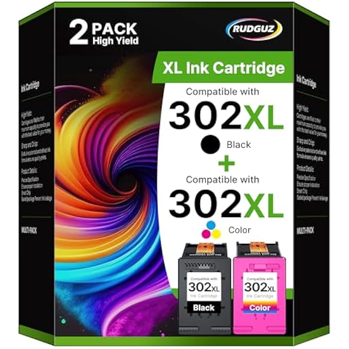 302XL REPLACEMENT INK CARTRIDGES FOR HP 302, COMPATIBLE WITH INK FOR HP 302 XL, BLACK AND COLOR FOR ENVY 4520 4525 4527 OFFICEJET 3831 3833 3830 DESKJET 3630 3639 3632 2130 (2 PACK) - Image 2