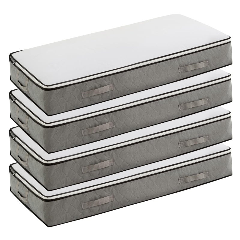 Fasolara 90L Under Bed Storage Containers, Foldable Grey Underbed Storage Bags - Closet Organizers and Storage Bins for Wrapping Paper, Blanket, Clothing, Comforter, Sweaters, Pillows, Linen Sheets - Image 1