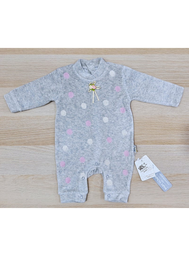 Fulla Fashion kids - Winter Newborn Dotted Jumpsuit (Box) (Grey) - Image 1