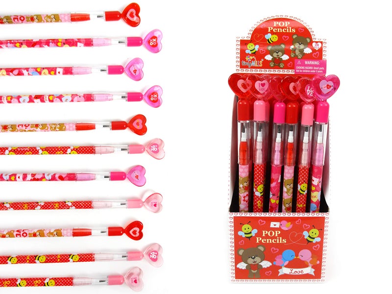 TINYMILLS Valentines Day Heart MultiPoint Pencils 24 Pack Cute Stackable Valentine Pencils for Classroom Exchange Party Favors Goody Bag Stuffers Valentine Party Supplies - Image 2