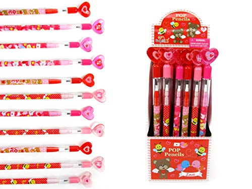 TINYMILLS Valentines Day Heart MultiPoint Pencils 24 Pack Cute Stackable Valentine Pencils for Classroom Exchange Party Favors Goody Bag Stuffers Valentine Party Supplies - Image 1