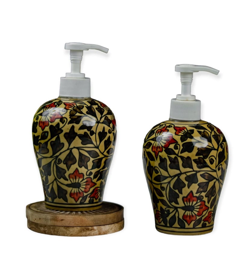 Kaolinite Ceramic Liquid Soap DispenserHandwash BottleMultipurpose Liquid DispenserLiquid Dispenser Multicolor Pack of Two DOUl_5021 - Image 3