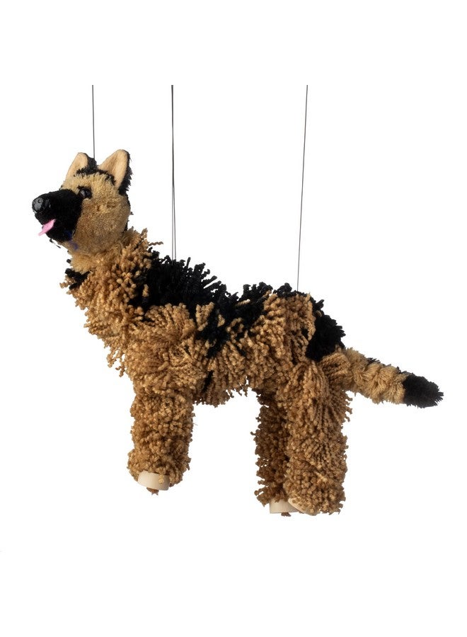 Artisan Owl German Shepherd Marionette Puppet - Yarn Dog with Wooden Feet, Detachable Strings - Image 2