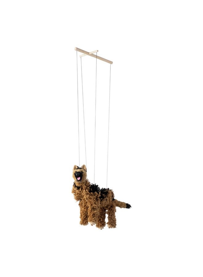 Artisan Owl German Shepherd Marionette Puppet - Yarn Dog with Wooden Feet, Detachable Strings - Image 4