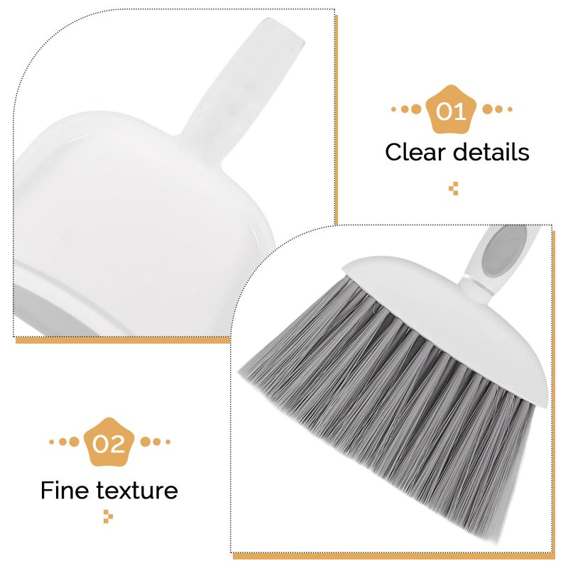 Mini Broom and Dustpan Set Portable Handheld Brush for Home Kitchen Car Cleaning Gray - Image 4