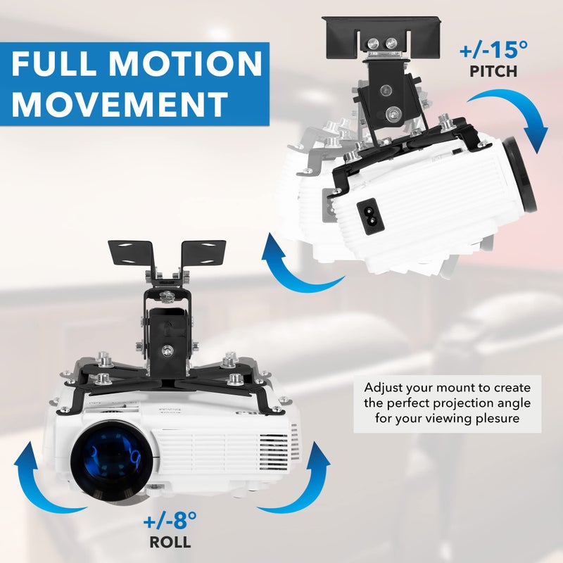 Mount-It! Projector Ceiling Mount and Wall Mount with Adjustable Arm, Universal Projector Mount for LCD/DLP Projectors, Flush Mount Option, Built-in Cable Management, 40lb Capacity, Black - Image 5
