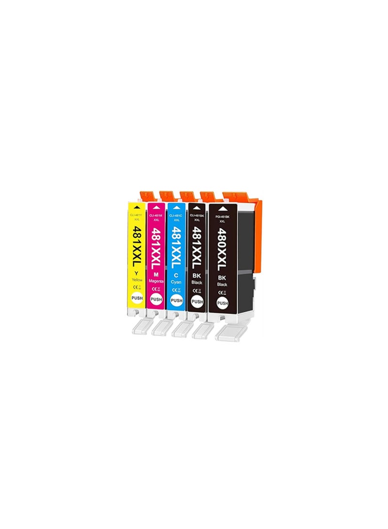 Compatible for PGI-480XXL CLI-481 XXL Ink Cartridges for Canon PIXMA TS704 TR7540 TR8540 TS6140 TS8140 TS9140 TS9540 TS9541C Printer,5 Pack - Image 1