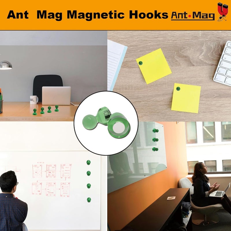 Ant Mag دبابيس مغناطيسية 48 قطعة دبابيس سبورة بيضاء قوية مغناطيسية مثالية للاستخدام على الخريطة والثلاجة والمطبخ والمنزل والمكتب والفصل الدراسي - Image 5